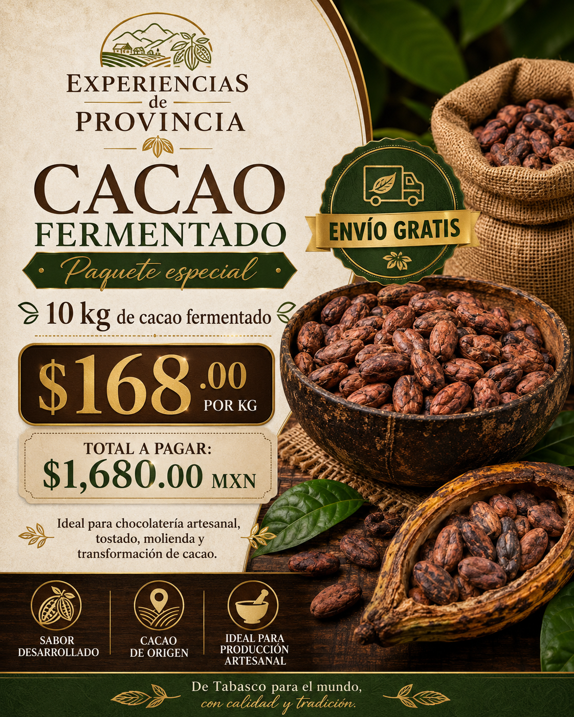 Cacao Fermentado 10 Kg (Paquete Especial)
