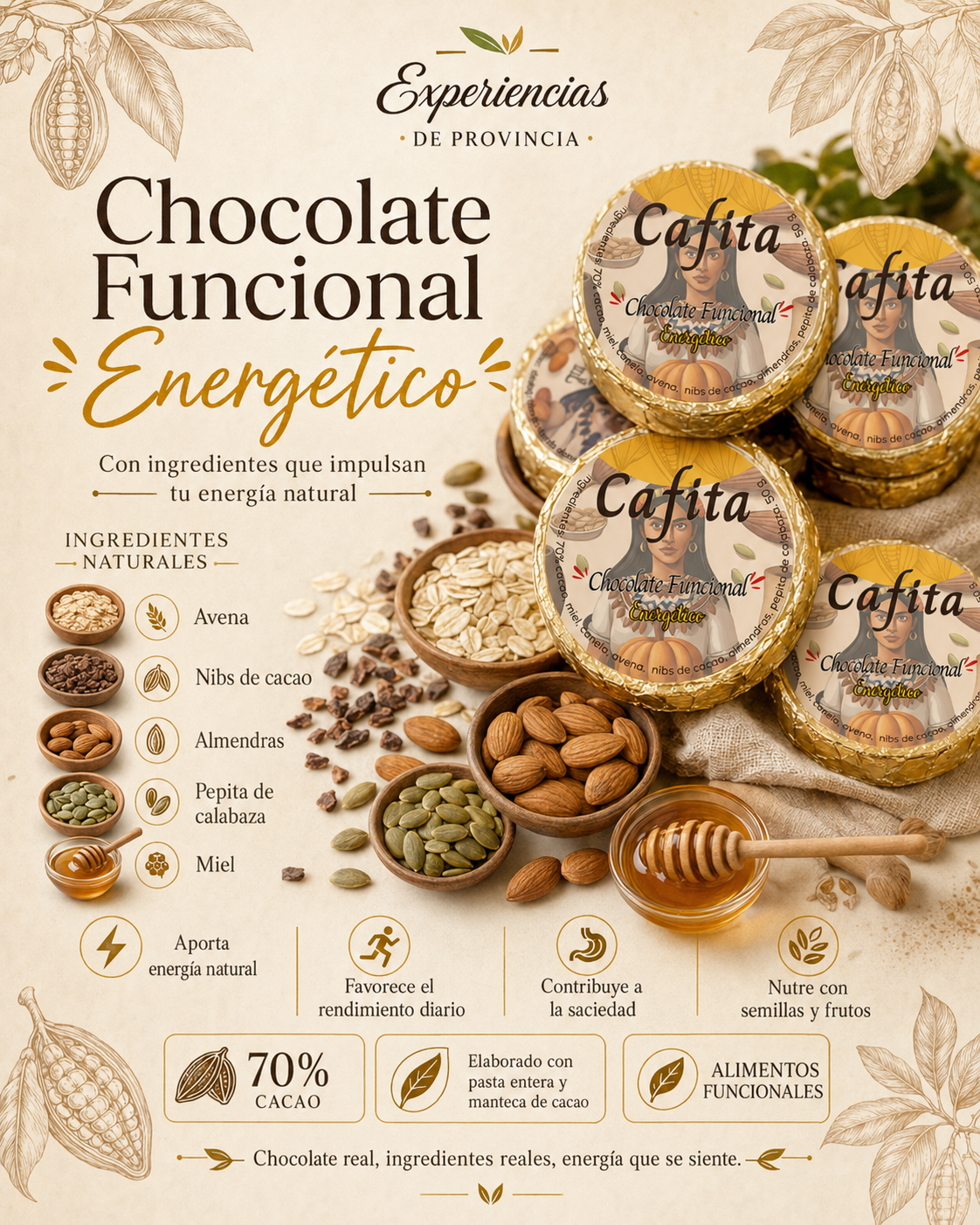 10 Piezas de Chocolate Energético 50 g