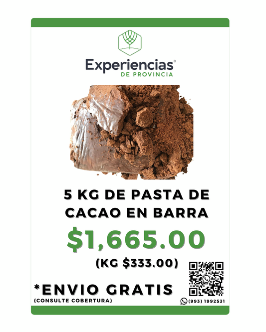 5 kg de Pasta de Cacao en Barra.