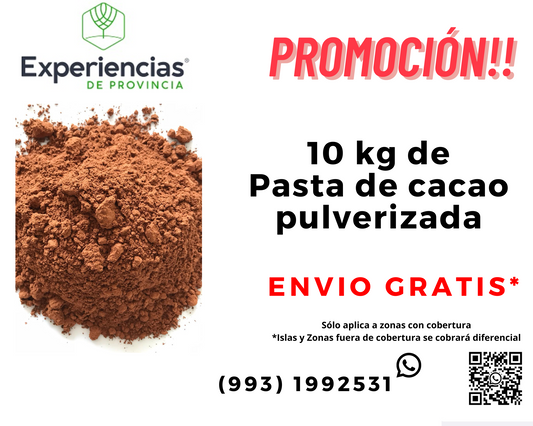 10 kg de pasta de cacao pulverizada