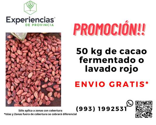 50 Kg de Cacao Lavado Rojo  o fermentado  con Envío Gratis