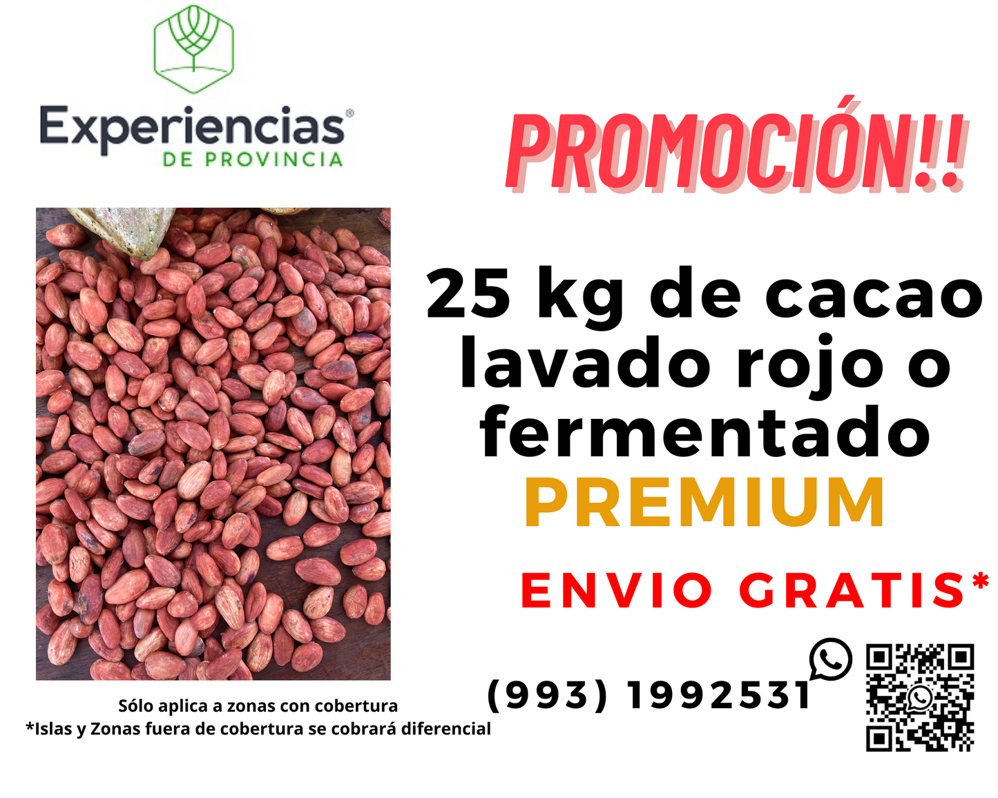 25 Kg de Cacao Lavado Rojo PREMIUM con Envío Gratis