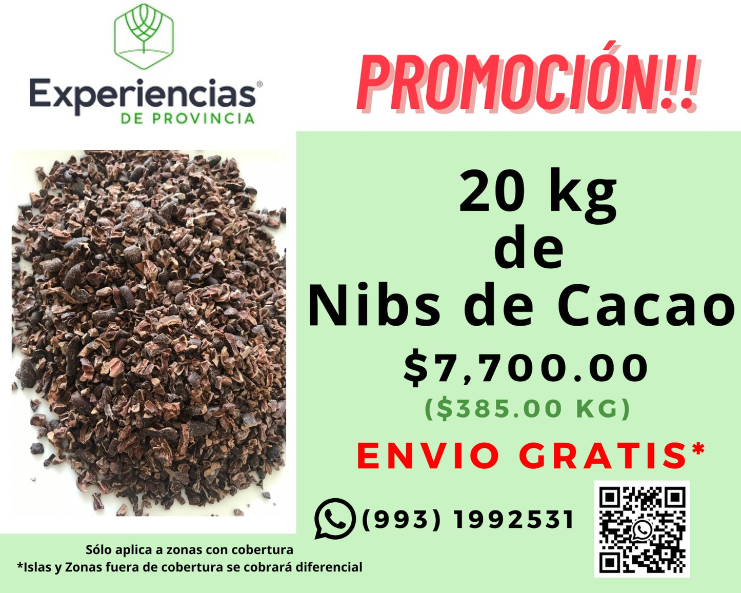 20 kg de Nibs de Cacao con Envio Gratis