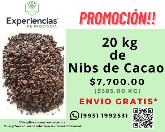 20 kg de Nibs de Cacao con Envio Gratis