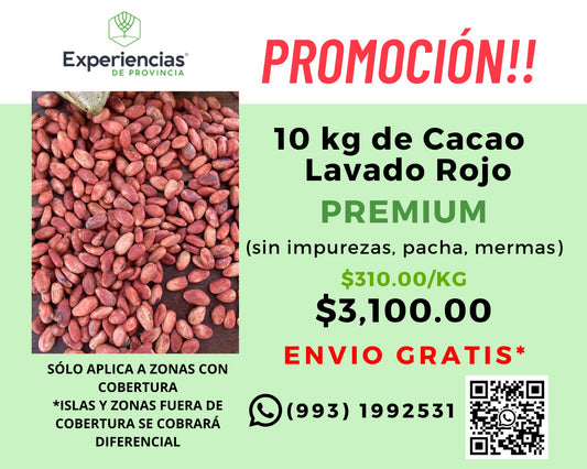 10 Kg de Cacao Lavado Rojo PREMIUM Envío Gratis
